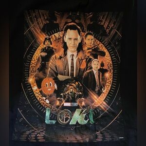 Marvel Black Loki Logo T-Shirt Nw/oT official from Disney Ch show